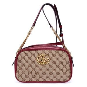 Gucci GG Marmont Crossbody Bag with Red Leather Trim